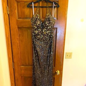 Entirely sequined floor length dress